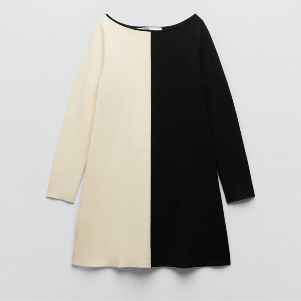 NWT Zara Black White Contrast Knit Mini Dress